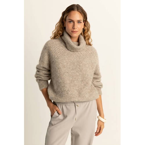Expresso trui met wol beige gebreid afbeelding