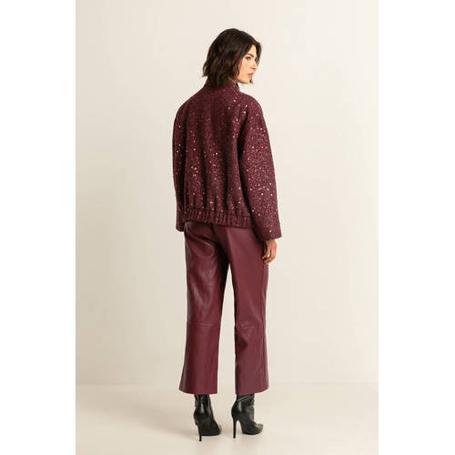 Expresso imitatieleren wide leg high waist culotte donkerrood afbeelding