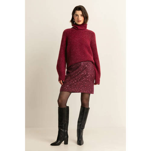 Expresso mini rok met pailletten donkerrood afbeelding