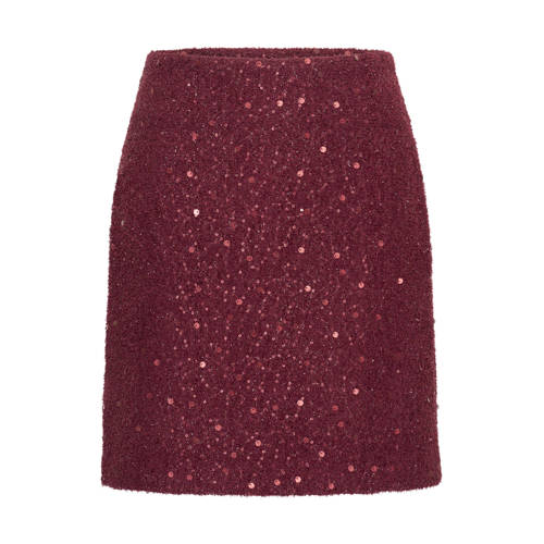 Expresso mini rok met pailletten donkerrood afbeelding