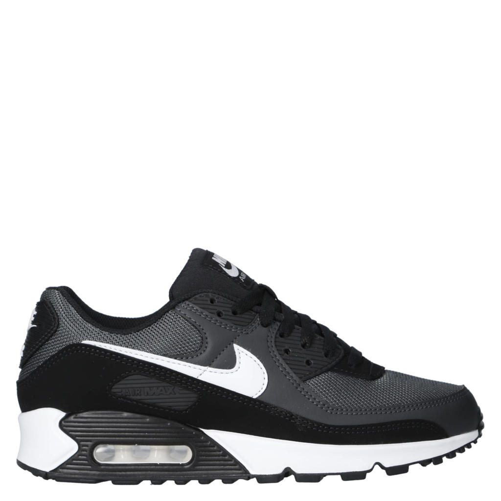 Grijs en witte unisex Nike Air Max 90 sneakers van textiel-leer/voering: mesh/voetbed: eva met veters