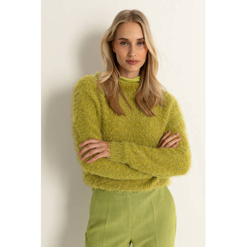 Claudia Sträter pullover met wol groen gebreid afbeelding