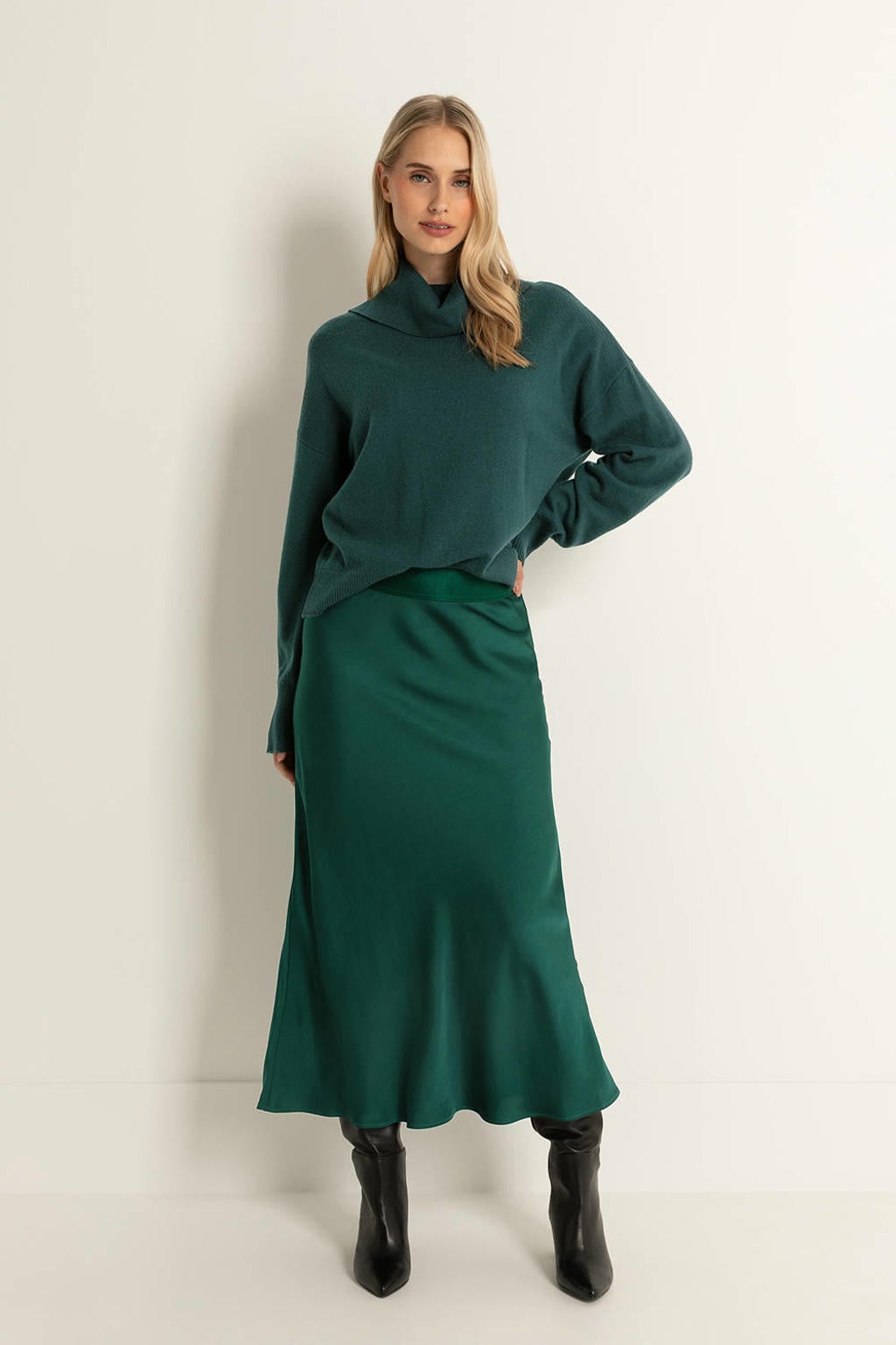 Groene dames Claudia Sträter A-lijn rok gemaakt van viscose en met elastische tailleband