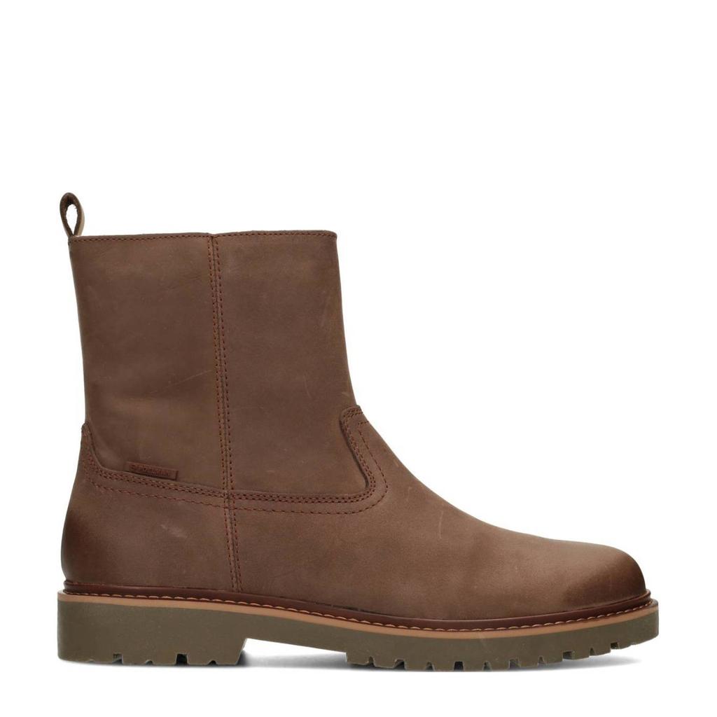 Bruine heren Poelman Toni gevoerde leren enkelboots met ritssluiting