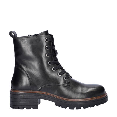 Nelson leren veterboots zwart afbeelding