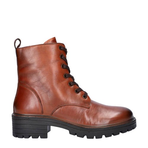 Nelson leren veterboots cognac afbeelding
