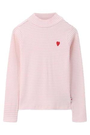 gestreepte longsleeve lichtroze rib gebreid