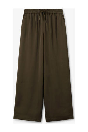 wide leg high waist broek donkergroen