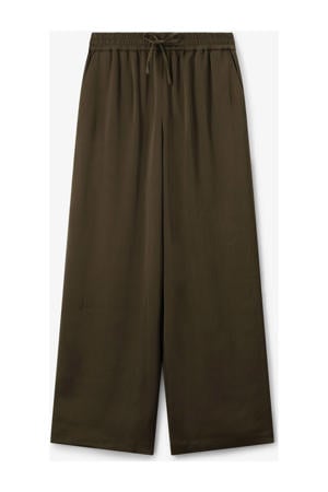 wide leg high waist broek donkergroen