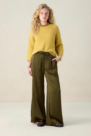 wide leg high waist broek donkergroen