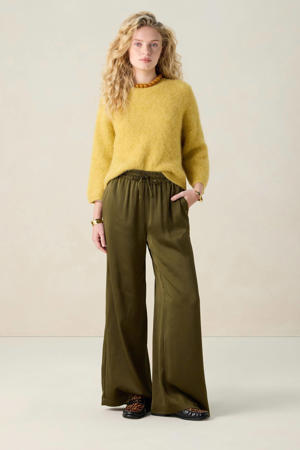 wide leg high waist broek donkergroen