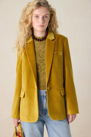 top olijfgroen broderie