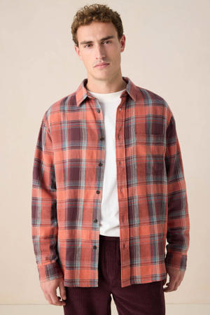 regular geruite casual overhemd rood