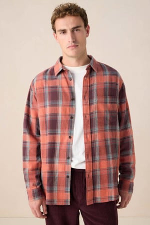 regular geruite casual overhemd rood