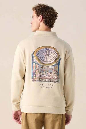 sweater met backprint beige