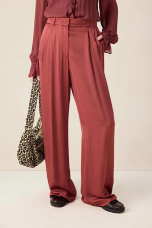 wide leg high waist broek donkerrood