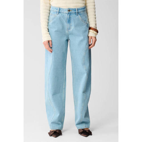 Shoeby high waist barrel jeans light blue denim afbeelding