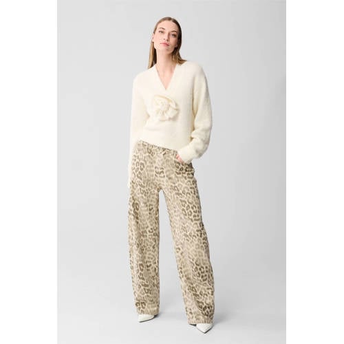 Shoeby high waist barrel jeans met panterprint lichtbruin afbeelding