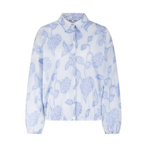 Tramontana gestreepte gebloemde blouse lichtblauw afbeelding