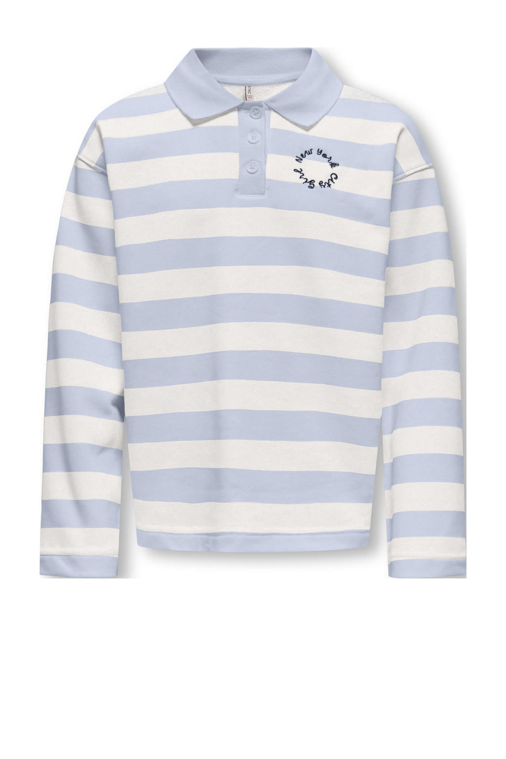Lichtblauw en witte meisjes KIDS ONLY GIRL gestreepte polo van katoen met lange mouwen, knoopsluiting en borduursels