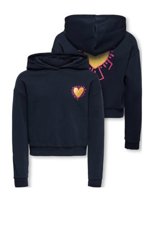 hoodie met backprint donkerblauw