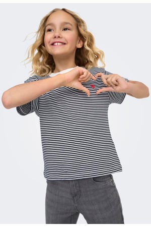gestreepte T-shirt donkerblauw