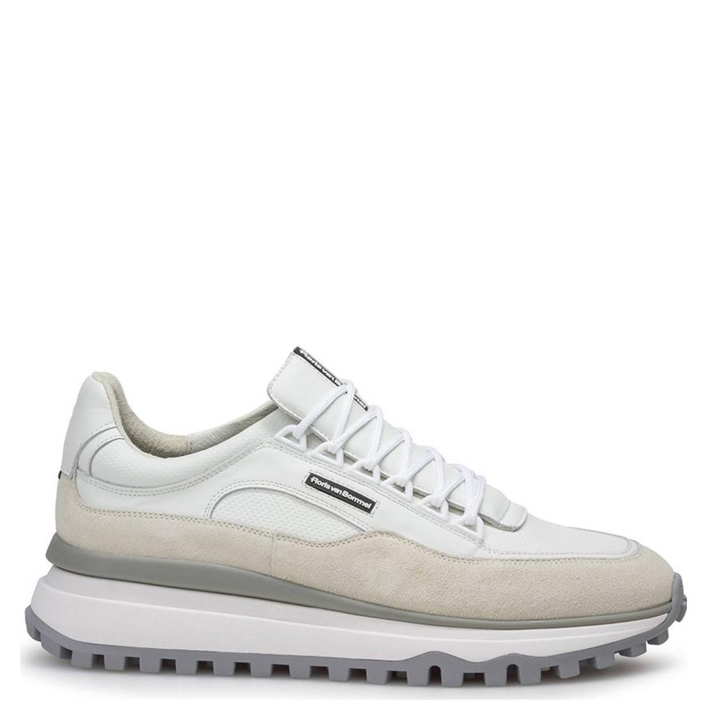 Witte heren Floris van Bommel De Gripper 03.06 leren sneakers met veters