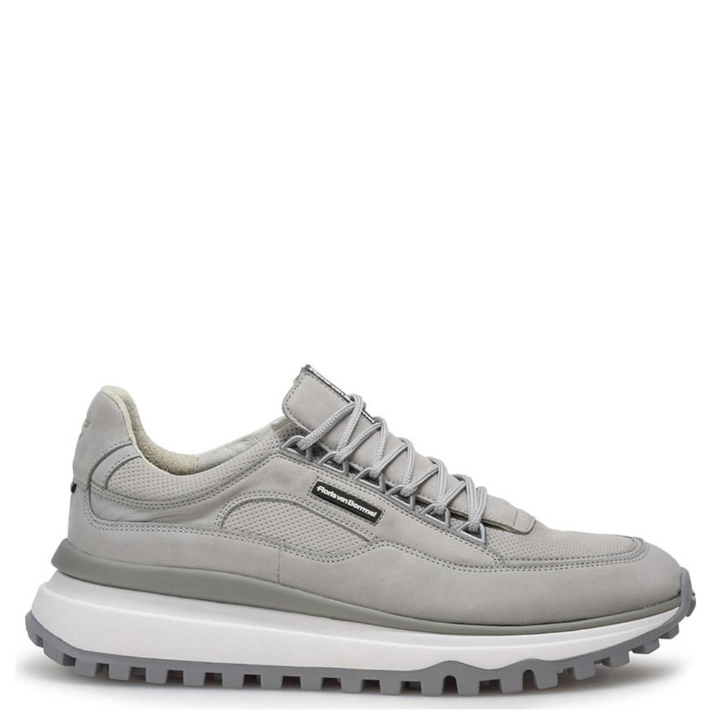 Lichtgrijze heren Floris van Bommel De Gripper 03.03 nubuck sneakers met veters