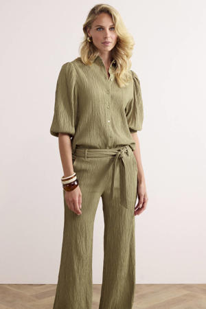straight high waist broek groen