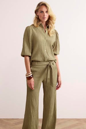 straight high waist broek groen