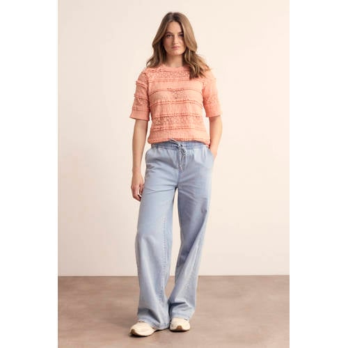 Tramontana straight high waist casual broek blauw afbeelding
