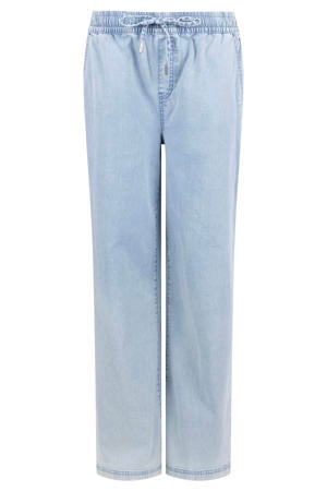 straight high waist casual broek blauw