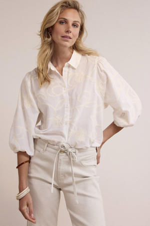 gebloemde blouse ecru