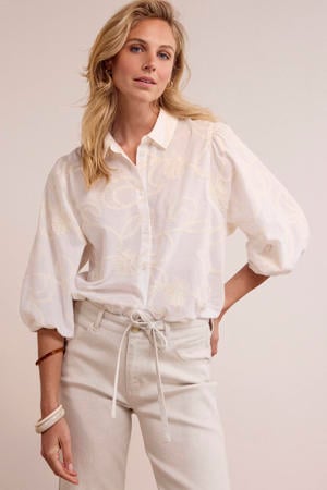 gebloemde blouse ecru