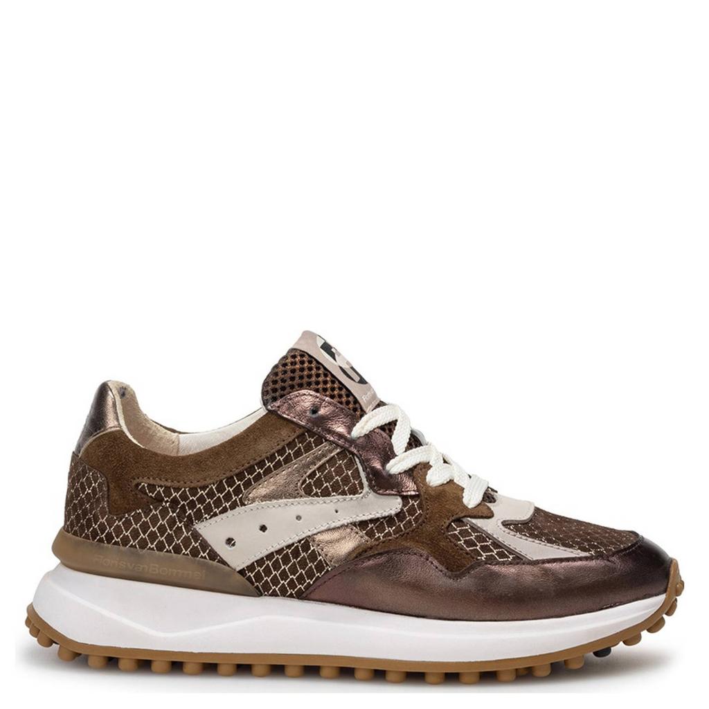 Bruine dames Floris van Bommel Noppi 46.02 leren sneakers met veters