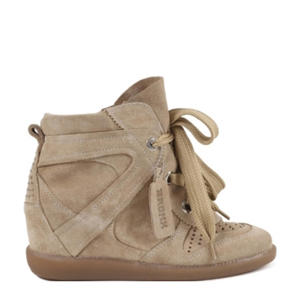 suède sneakers met sleehak beige