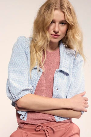 gebloemde spijkerjas light blue denim