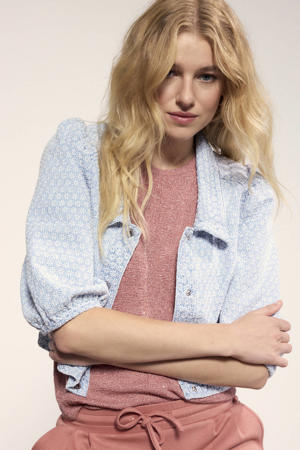 gebloemde spijkerjas light blue denim