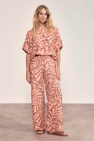 wide leg regular waist broek oranje