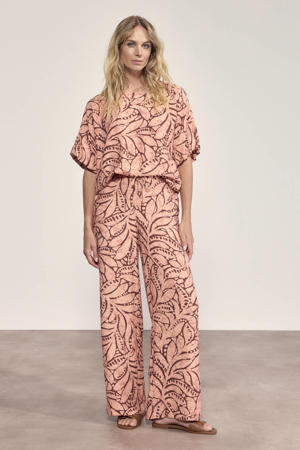 wide leg regular waist broek oranje