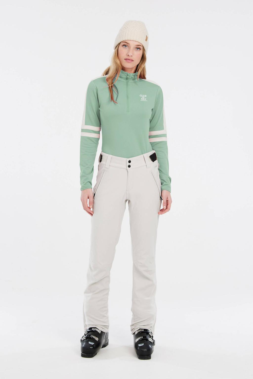 Witte dames Protest ski broek van polyester met rits- en drukknoopsluiting en effen