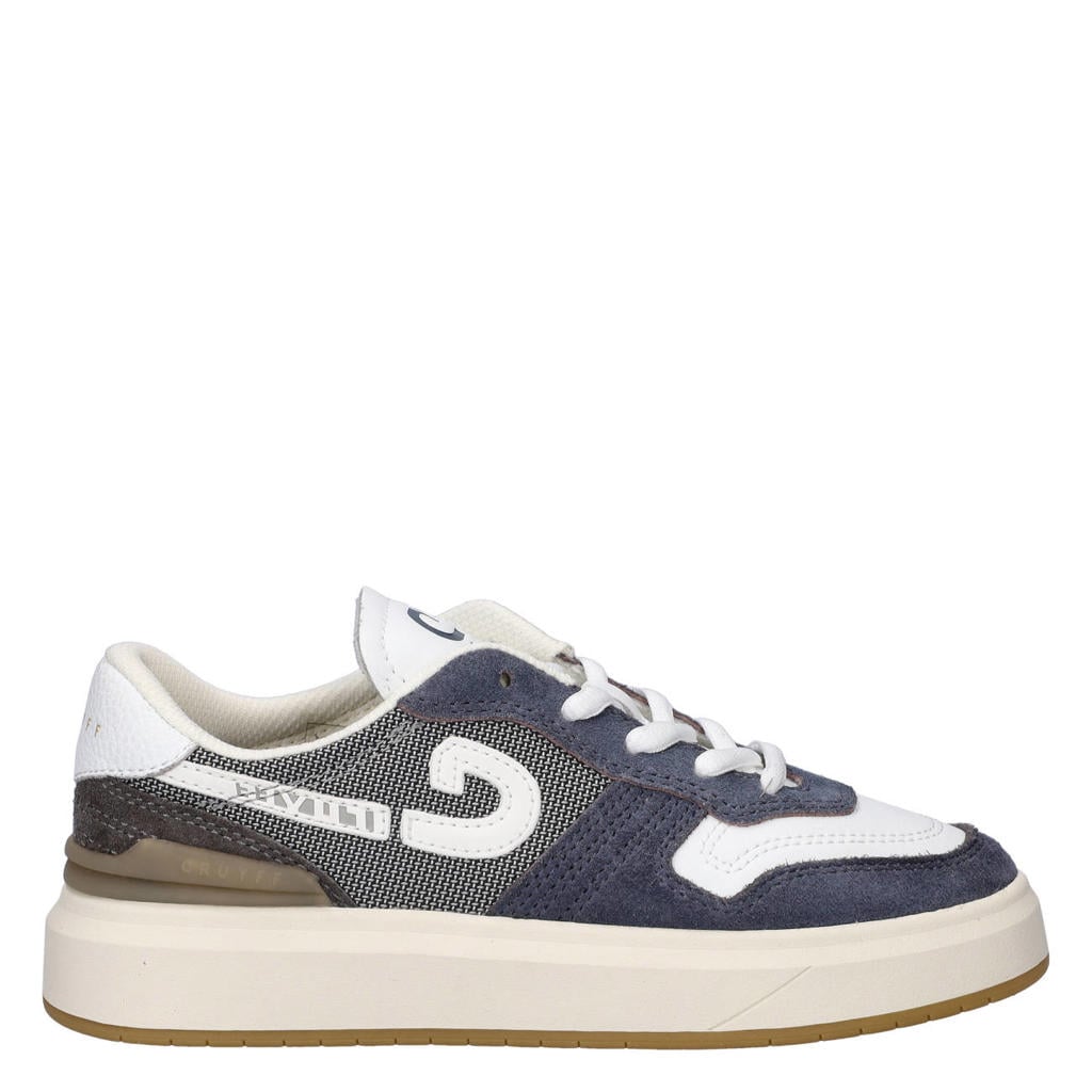 Blauwe jongens Nelson sneakers van imitatieleer met veters