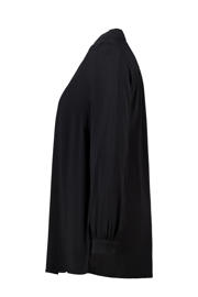 thumbnail: Zwarte dames MS Mode top van viscose met effen, lange mouwen en V-hals