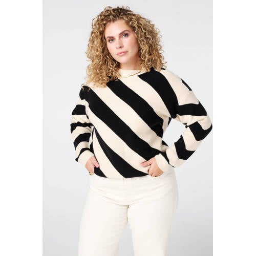MS Mode gestreepte pullover zwart afbeelding