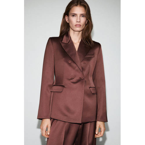 Mango regular blazer bruin afbeelding