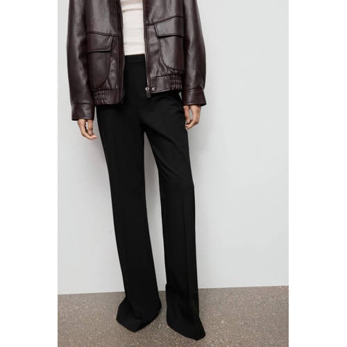 Mango high waist flared broek zwart afbeelding