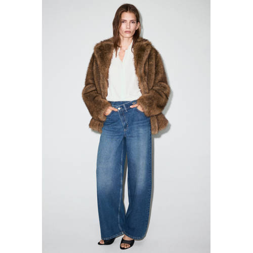 Mango wide leg jeans medium blue denim afbeelding