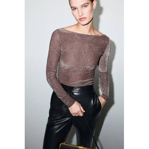 Mango glitter top oudroze met glitter afbeelding