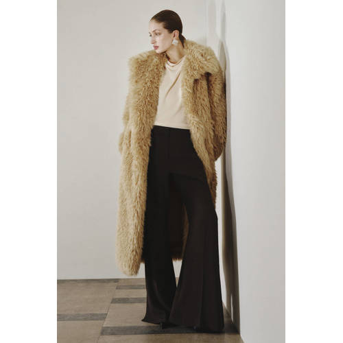 Mango regular waist flared broek donkerbruin afbeelding