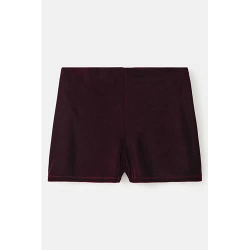 Mango fluwelen high waist casual short donkerrood afbeelding